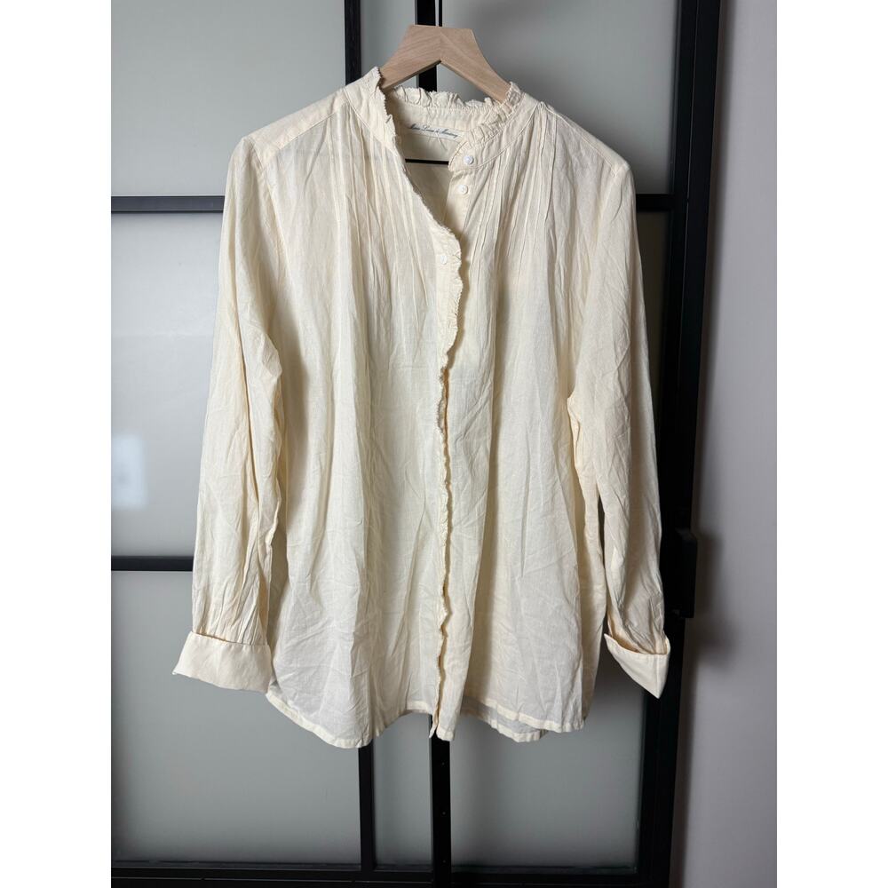 NWT Marie Louise de Monterey Metallic Ruffled Collar Shirt Size 14